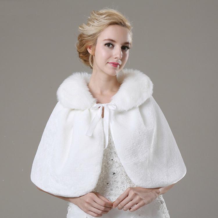 Buy Winter Warm Women Long Sleeves Faux Fur Wedding Evening Jacket Wrap