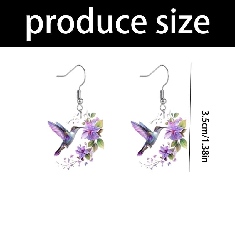 Modische Kolibri-Blumen-Hängeohrringe aus Acryl, ideal für den täglichen Gebrauch und besondere Anlässe
