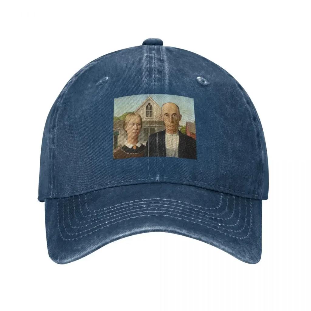 High Res Grant Wood American Gothic  Baseball Cap Dropshipping Unique Hats Funny Hats Snap Back Hat Caps For Unisex Womens