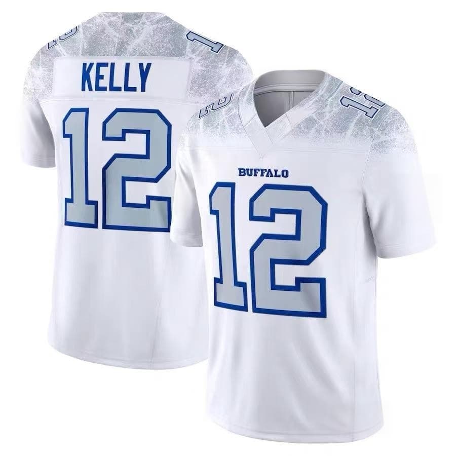 New Men Buffalo Bills #17 Josh Allen Jersey White V Neck Name Number Short Sleeve Sports Game Jersey for Fans Family Matching