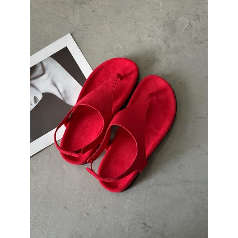 

Soft-soled leather retro pinch sandals women s summer new wear beach flat sandals flip-flops 39