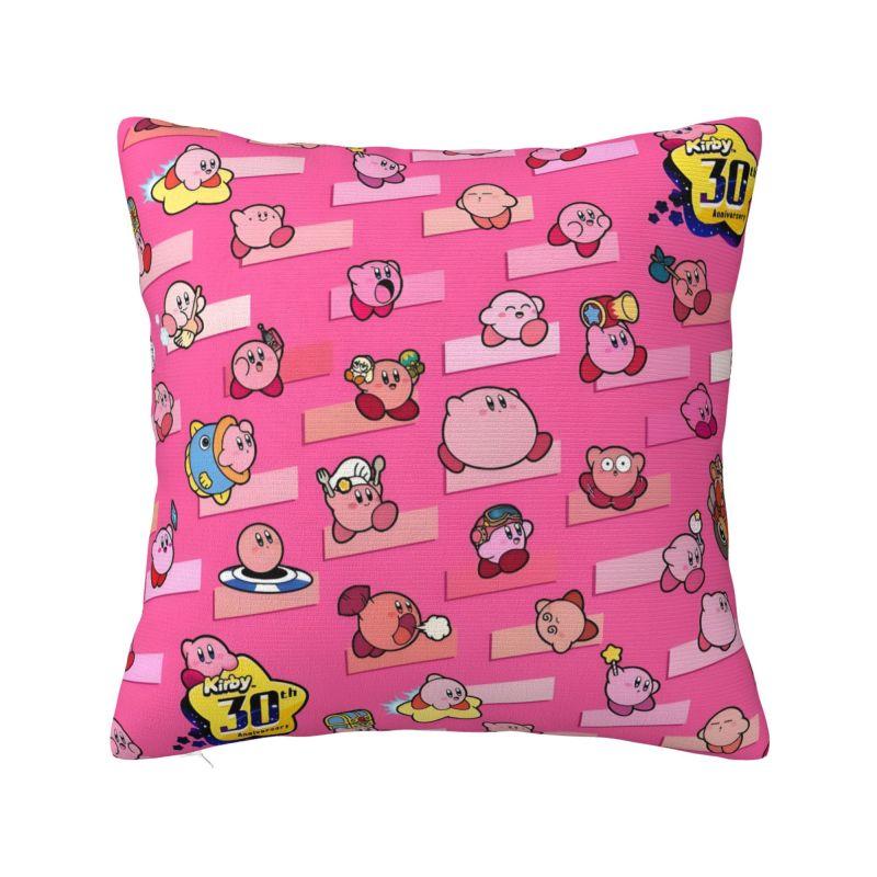 Custom Kirbys Video Game Cushion Cover Cartoom Anime Velvet Modern Pillow
