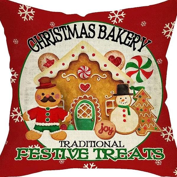 New Christmas Gingerbread Man Candy Decorative Pillow Cover Home Living Room Holiday Party Pillow Cover