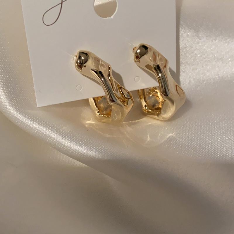 925 Silver Irregular Korean Trendy Hoop Earrings for Women - Net Red Temperament Design.