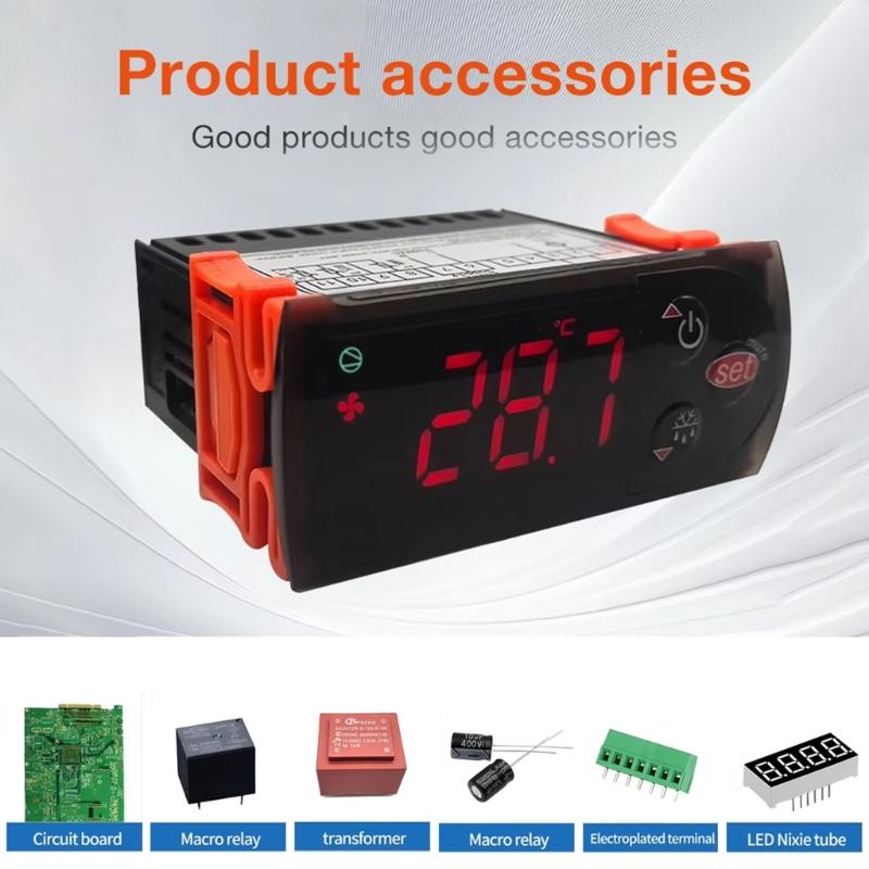 Double Sensors Thermostat For Cold Storage With Temperature Control Heating Cooling Mode LCD Display ABS Construction
