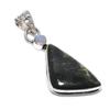Seraphinite, Moonstone Gemstone 925 Sterling Silver Jewelry Pendant 2.40" SU-9972