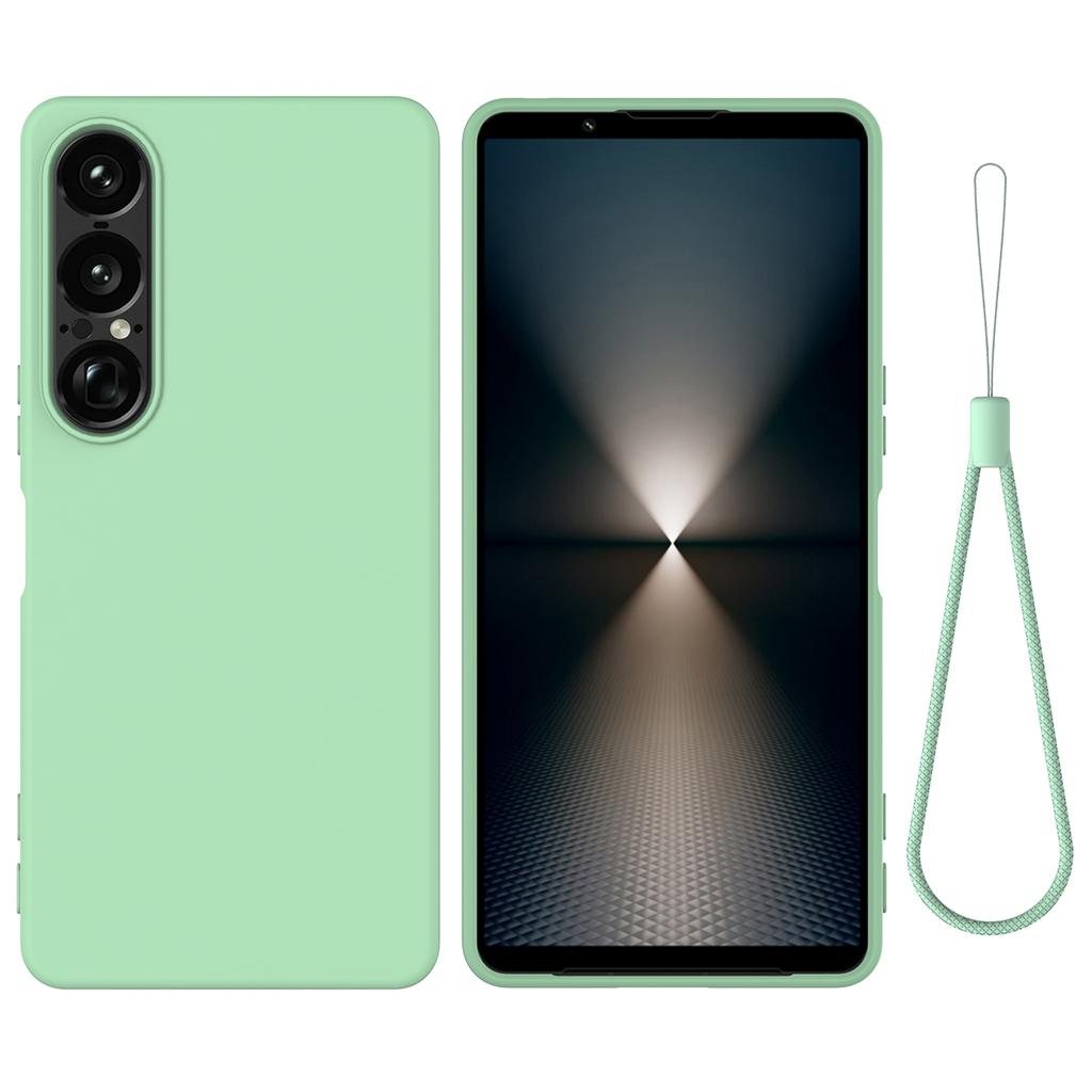 For Sony Xperia 1 VII Liquid Silicone Case Phone Back Cover with Hand Strap