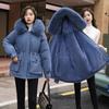 Womens Short Puffer Coat With Faux Fur Collar Winter Warm Cotton-Padded Jacket In Solid Colors