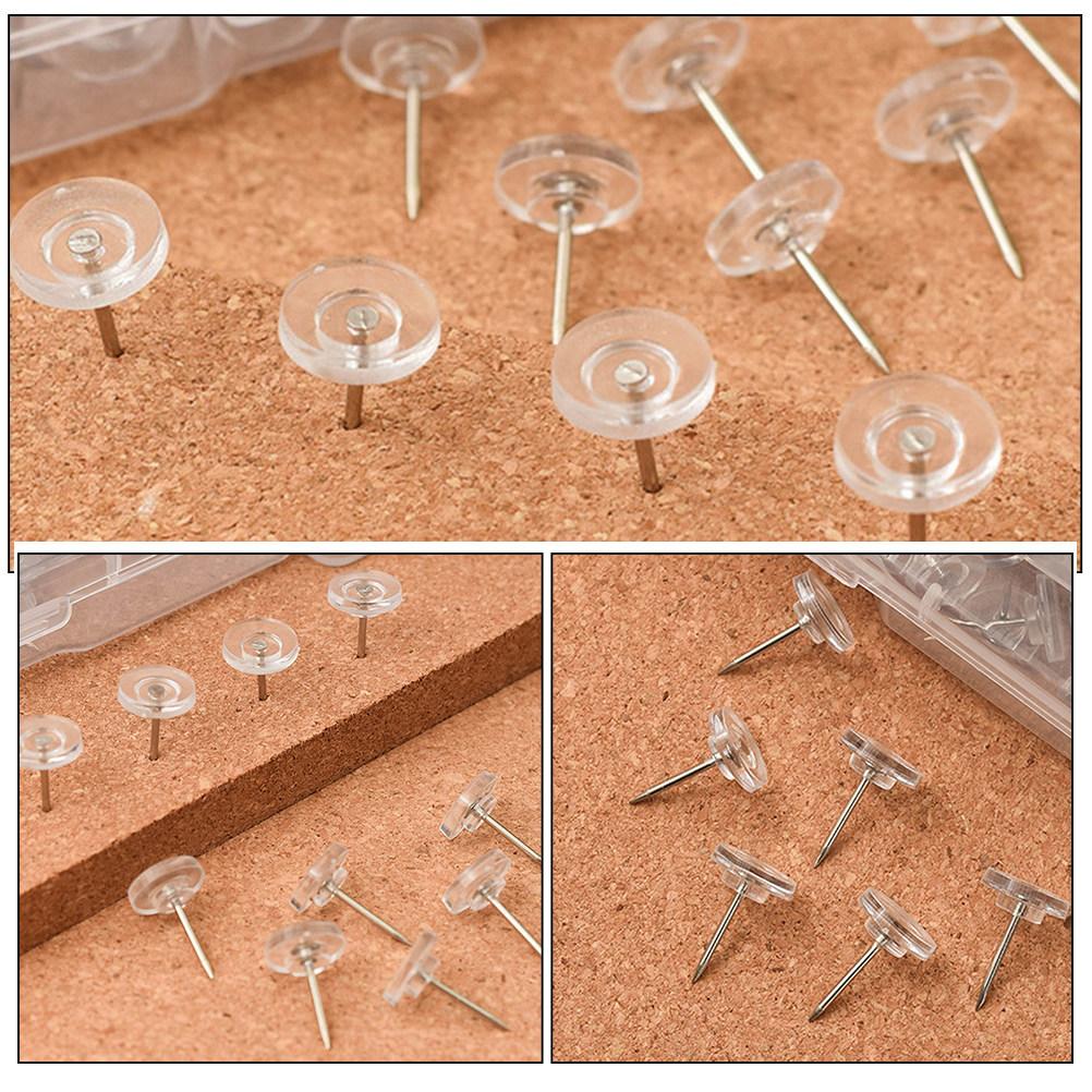 100 Stück durchsichtige Flachkopf-Stecknadeln für Büro-Korkwand Foto-Wand-Nadeln Zeichenpapier Karten-Markierer Pinnwand-Nadeln