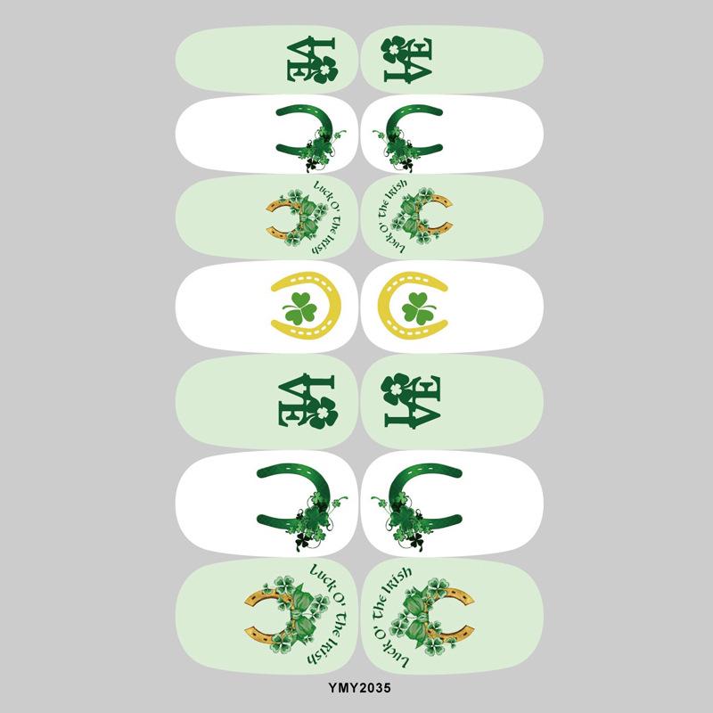 St. Patrick's Day Green Shamrock Unicorn Nail Stickers - Waterproof Full Cover
