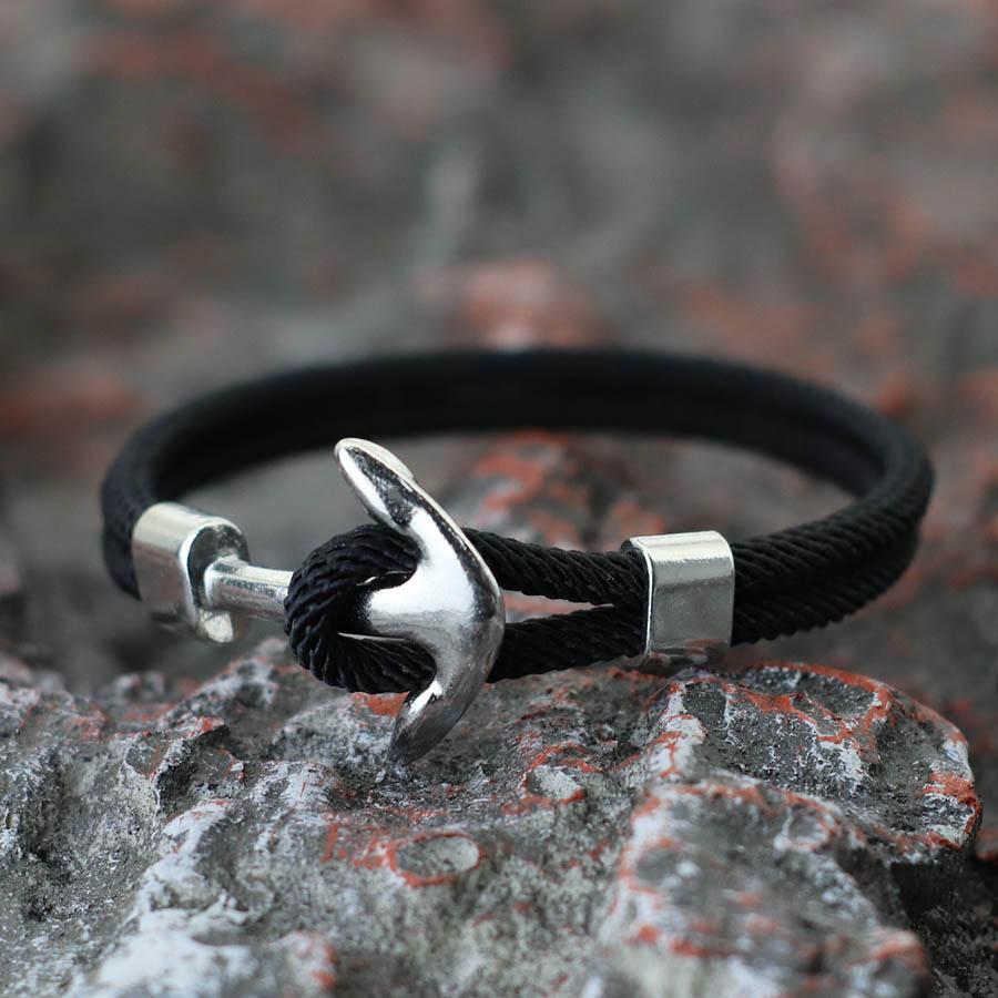 Stile Marino 10 Colori Bracciale con Ancora per Uomo Cavo di Grado A da 4 mm Braccialetto Nautico Braccialetto per Surf Accessori da Spiaggia Pulseria