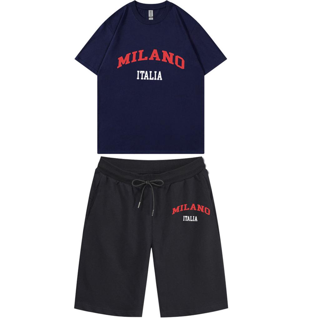 Unisex Jogging Set With Short Sleeved Shorts  Two-piece Set