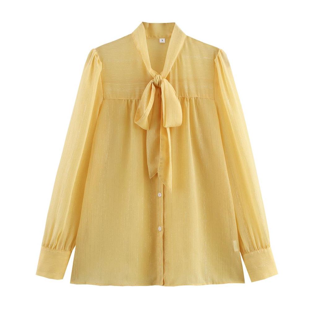 2025 Spring Women's European & American Style Two-Color Lightweight Long-Sleeve Shirt