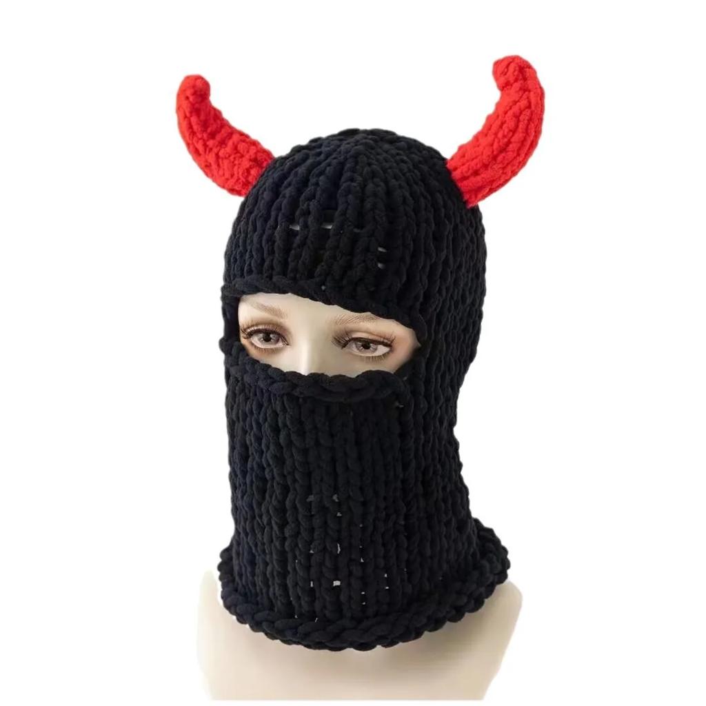 Long Bunny Ears Hat Winter Hand Made Knitted Funny Beanie Cap Thicken Warm Full Face Ski Mask Cover Balaclava For Party