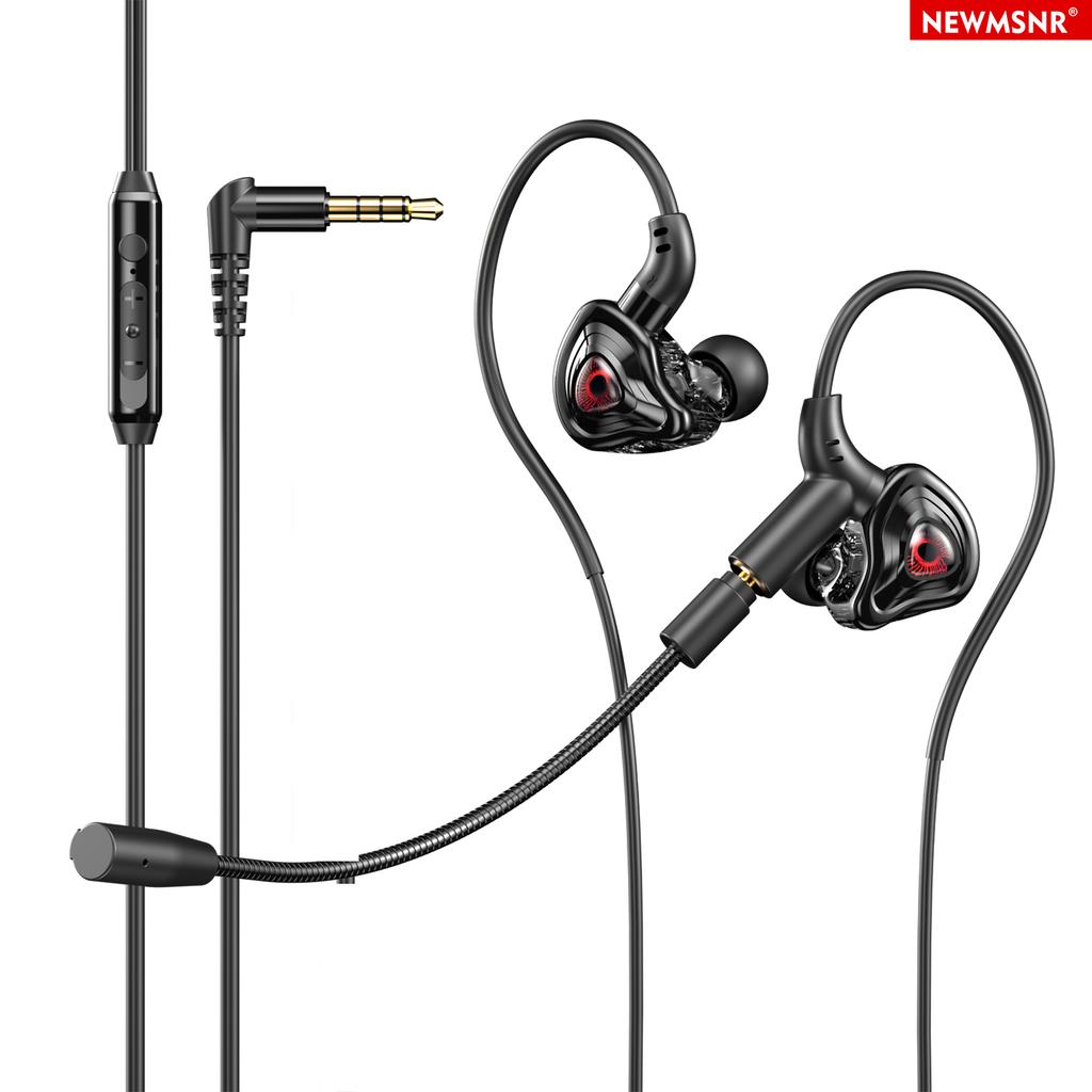 Gaming Headphones with Dual Mics Type C&3.5mm In-ear Earphones Surround Sound Gamer Headsets with HD Mic Handsfree for Samsung