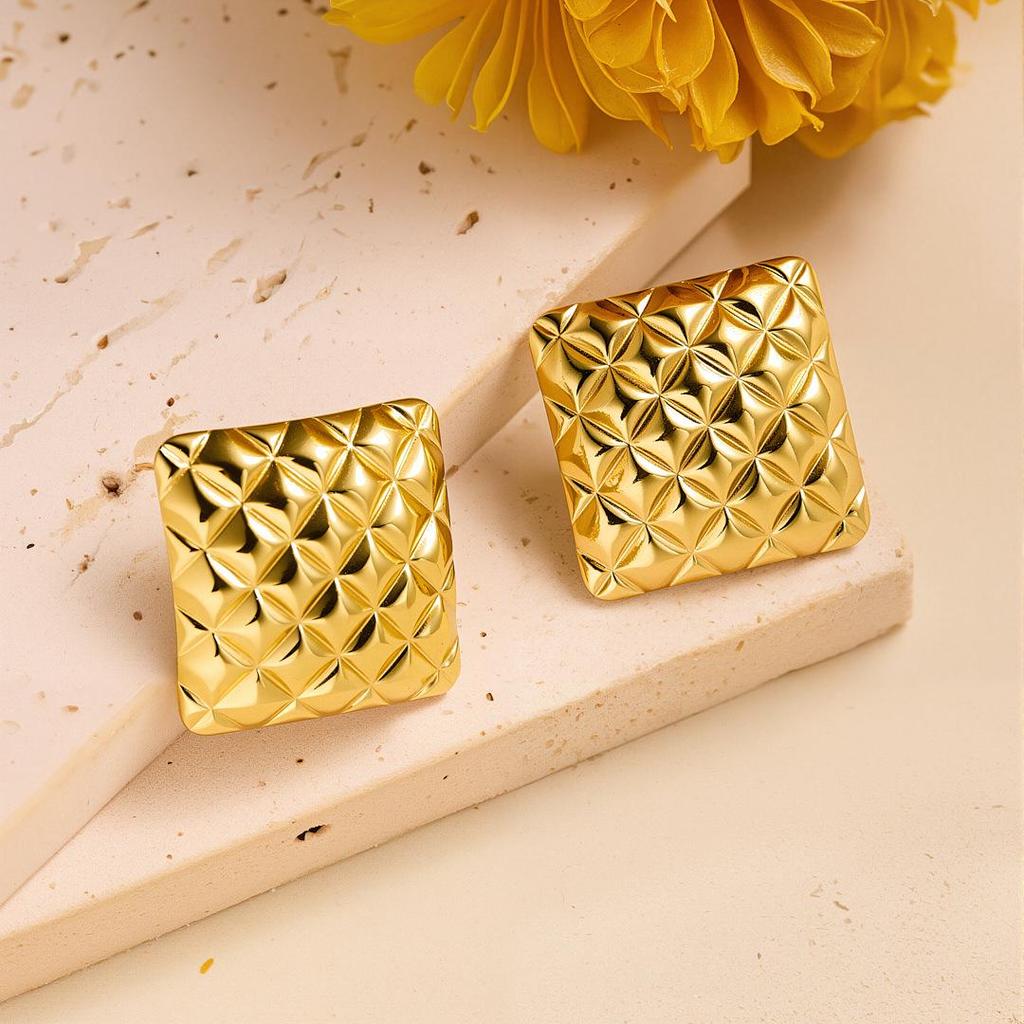 Geometric Irregular 18k Gold Titanium Steel Earrings for Women