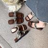 Slope Heel Niche Thick-bottomed Cool Slippers Women's Summer Wear New One-word with Open-toed Beach Half Slippers