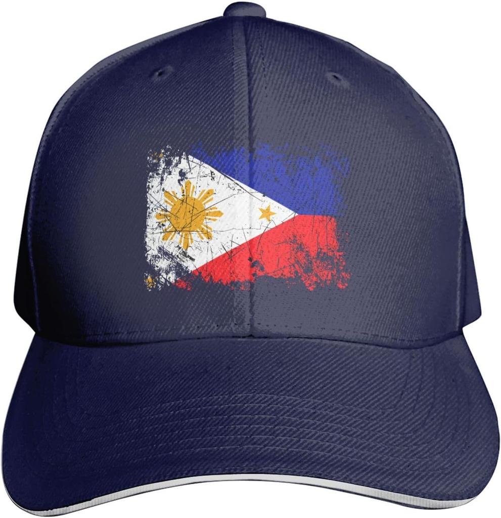 Boné de Beisebol Bandeira das Filipinas Desgastada Poliéster Casual Ajustável Proteção Solar Chapéu Esportivo