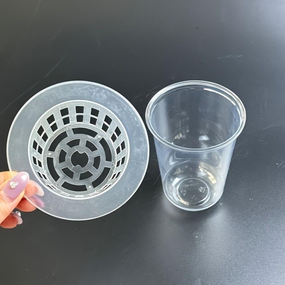 Transparent Plastic Hydroponic Mesh Cups Root View Cups Vegetable Nursery Clear Hydroponic Pots Planting Container