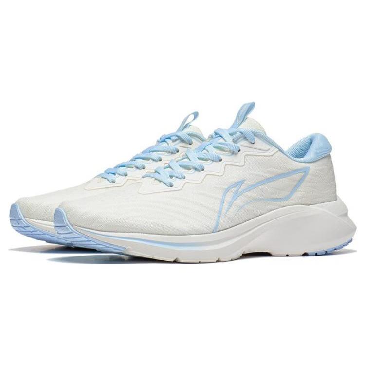 Li Ning YunQue Fabric Slip Resistant, Abrasion Resistant, Breathable Low top Running Shoes Women's White Blue ARST034-3