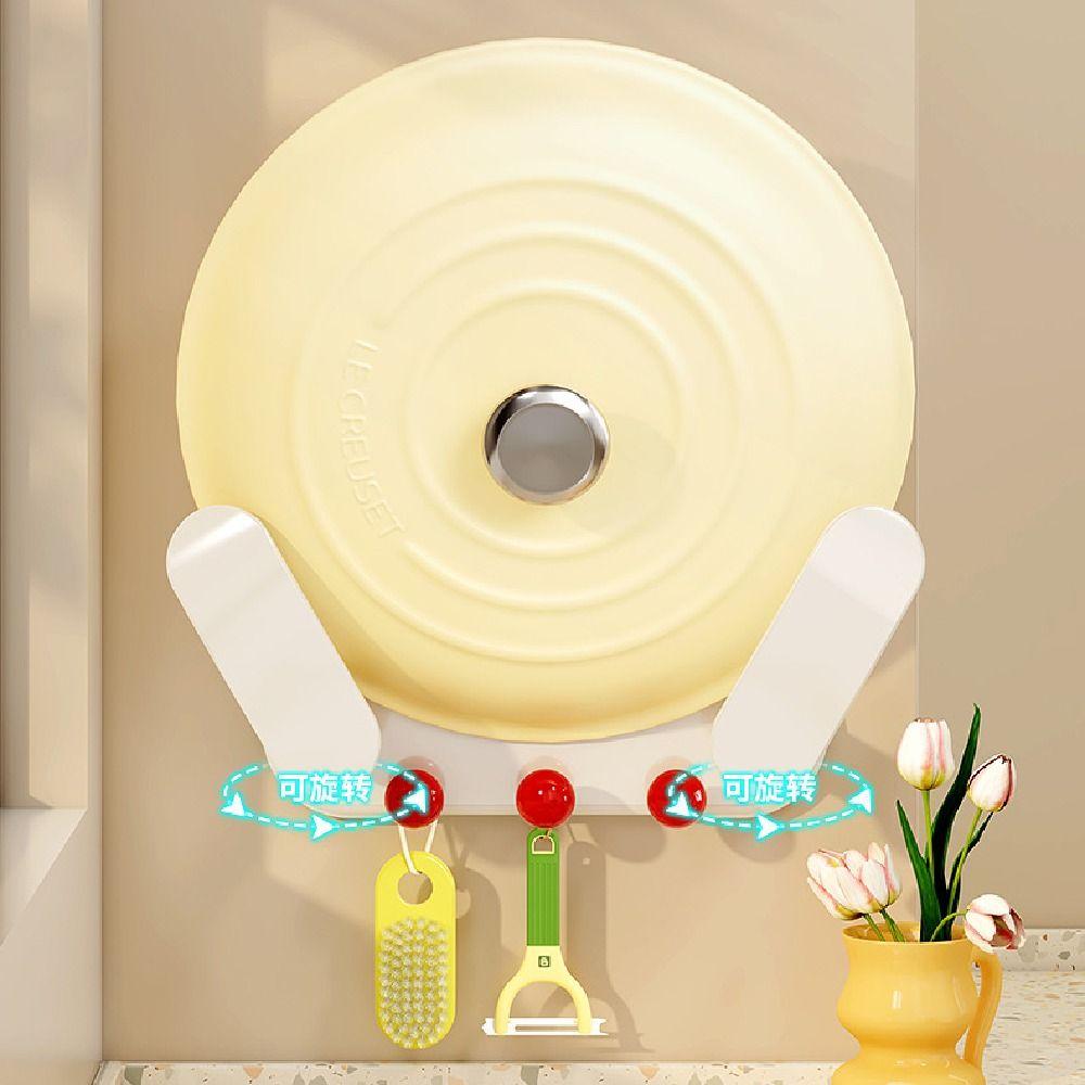 Rotatable Pot Lid Storage Rack Save Space Cabinet Pot Lid Organizer  Kitchen