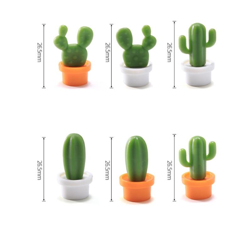 6pcs Cactus Magnetic Message Refrigerator Magnet Green Plant Potted Magnet Cactus Ball Three-dimensional Refrigerator Magnet