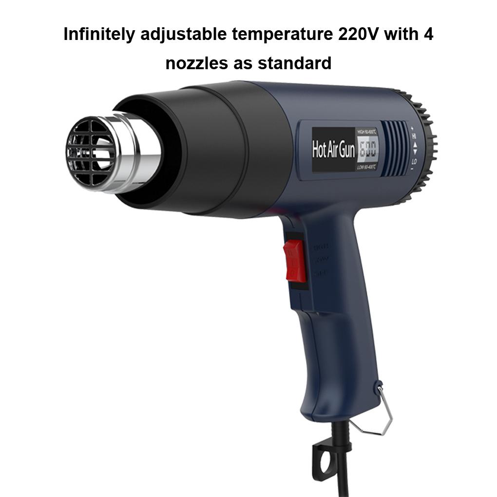 

2000 Вт Термофен Профессиональный Термофен Регулируемая Температура 60-600 D 4 Насадки для DIY Зачистки Краски Усадки ПВХ и Дома