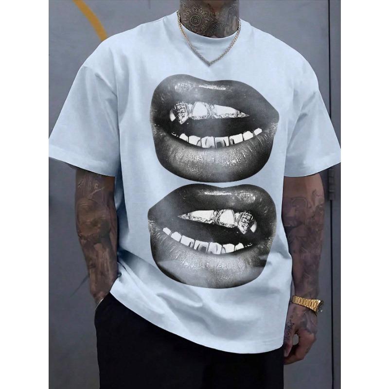 

Manfinity EMRG Белый топ в уличном стиле с полноценным черно-белым рисунком в виде рта, подойдет под летнюю мужскую футболку. M