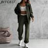 BITCED Casual American-style Autumn/winter Cardigan Set Sporty Streetwear-inspired Long-sleeved Women's Jacket and Trousers Two-piece