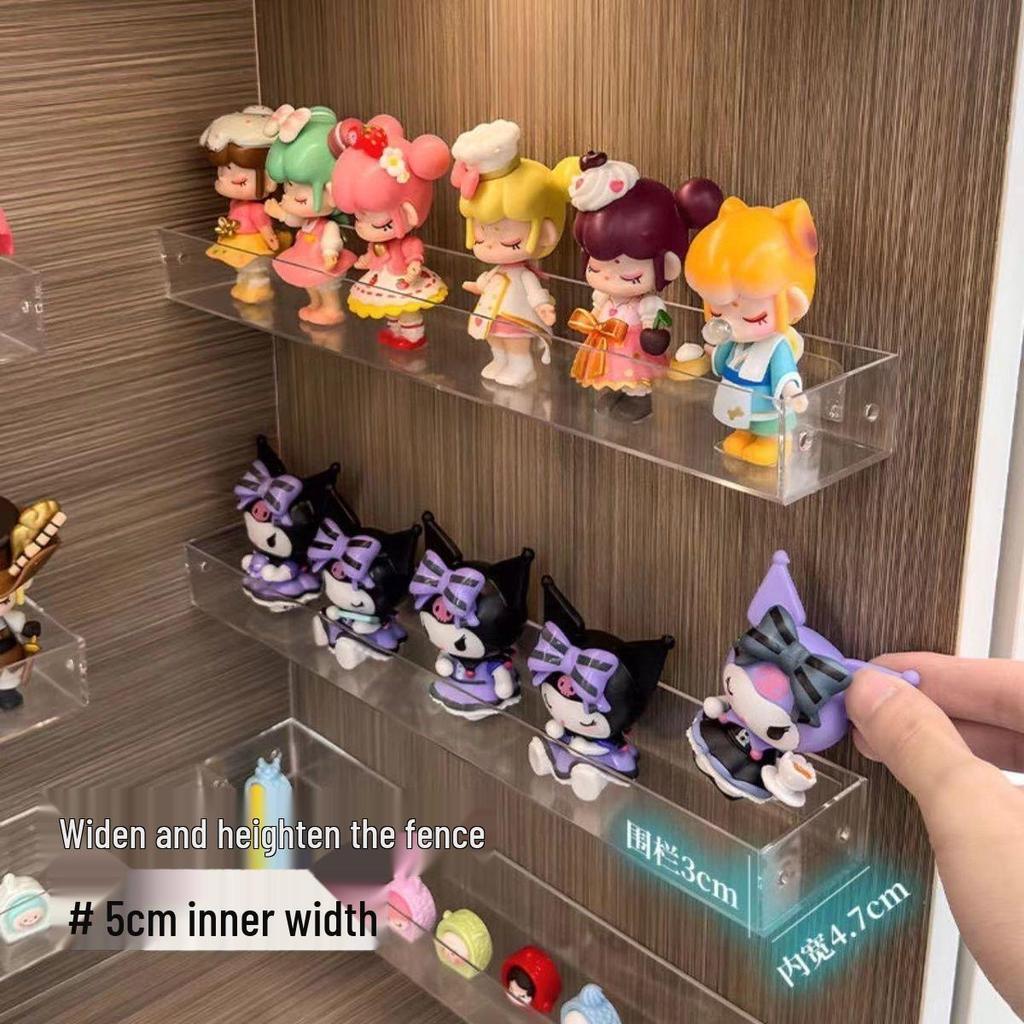 Transparent Acrylic Figure & Badge Display Stand with Wall-Mounted Storage