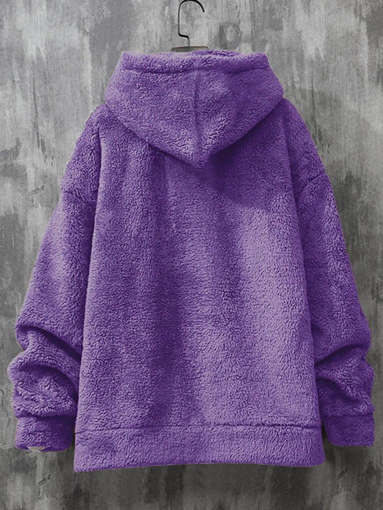 European Style Slim Fit Men's Coral Fleece Hooded Sweatshirt for Autumn and Winter