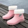 rain shoes women's short tube adult new fashion low-top water shoes fleece warm rain boots non-slip and wear-resistant thick-soled rubber shoes women