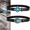Cinto Estampado Vintage Estilo Western Cinto de Couro Sintético Turquesa Cinto com Fivela Gravada para Homens Mulheres Festa