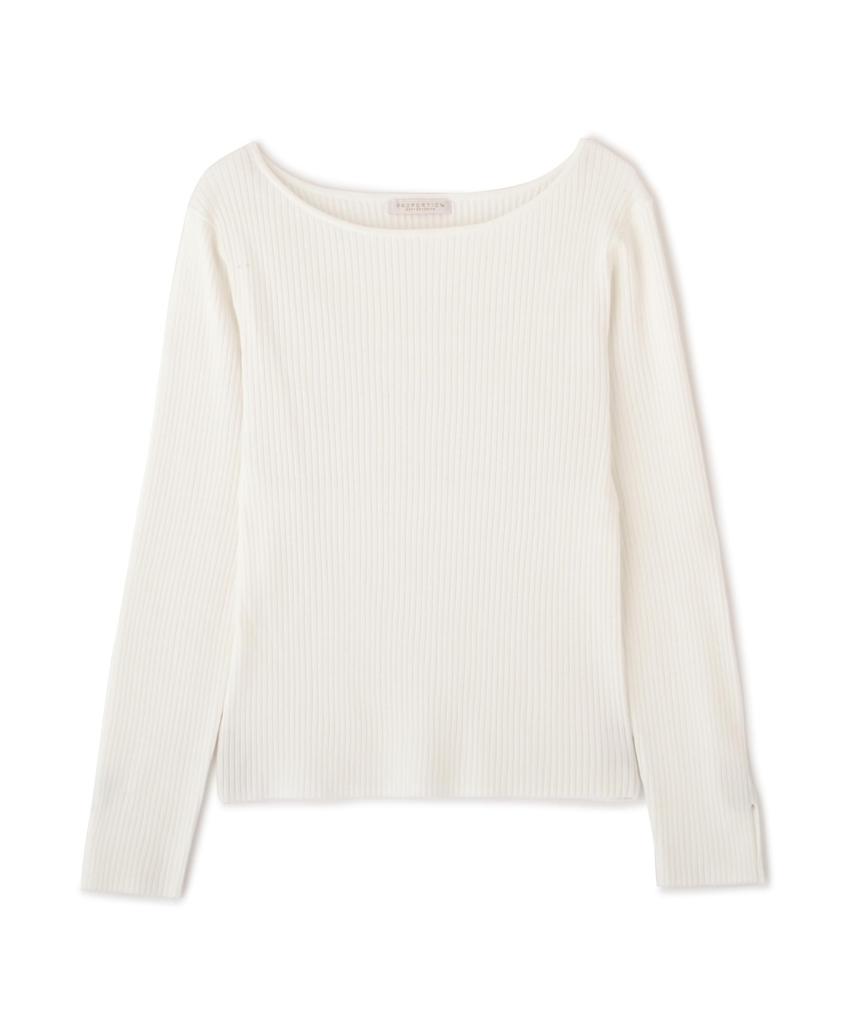 Proportion Body Dressing Boat Neck Rib Knit Sweater in Ecru Women's