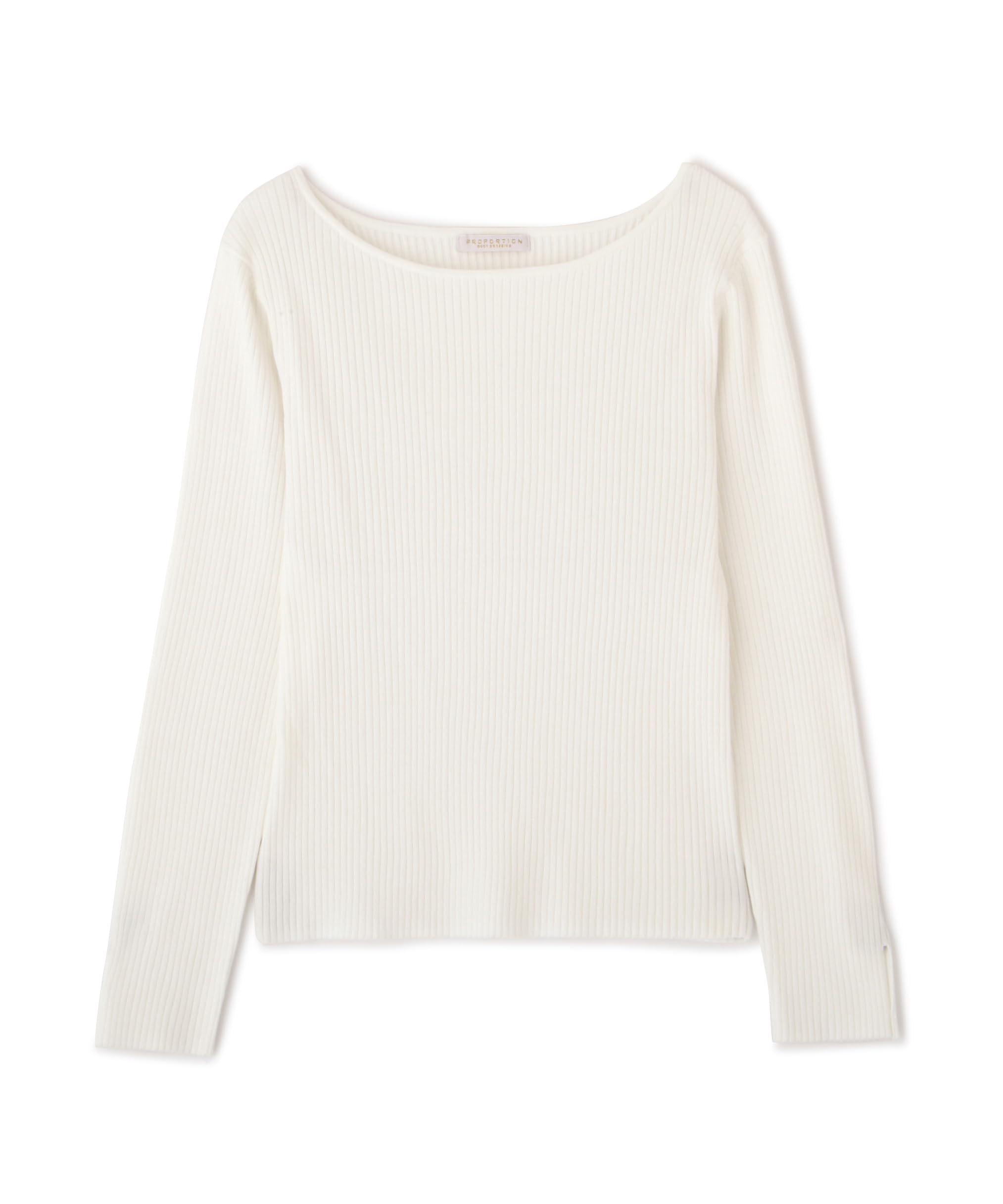 

Proportion Body Dressing Boat Neck Rib Knit Sweater in Ecru Women s