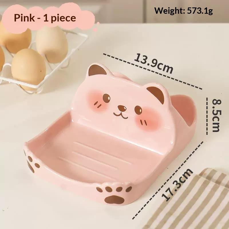 1Pcs Abs Lid Holder Bear Shape Design Countertop Mount Kitchen Counter Organizer Creative Multi-Functional Storage