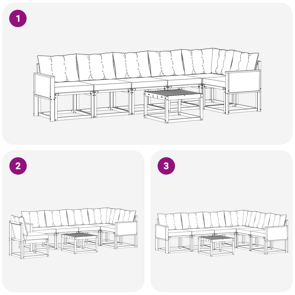 Outdoor Sofa Set with Cushions 7 pcs Natural and Cream
