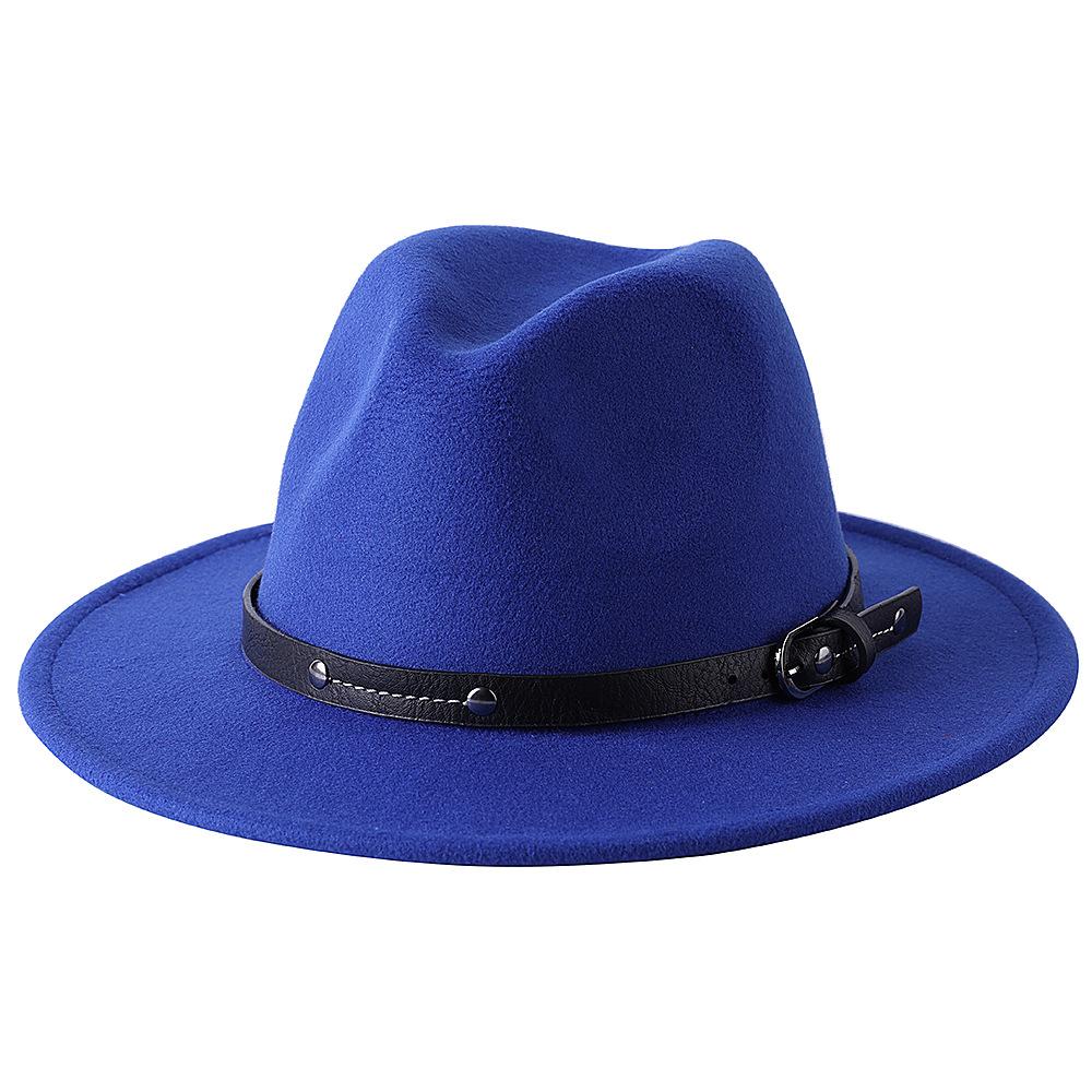 1Pc Fashion Wool Fedora Hat Men Autumn Winter Wide Brim Jazz Cap Imitation Woolen Women Church Felt British Hat
