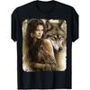 Woman And Grey Wolf Fantasy T-Shirt Men'S Casual Clothes Perfect For Home|Outdoor|Work|Gifting (Birthdays|Valentine'S Day|Mother'S Day) All Sizes