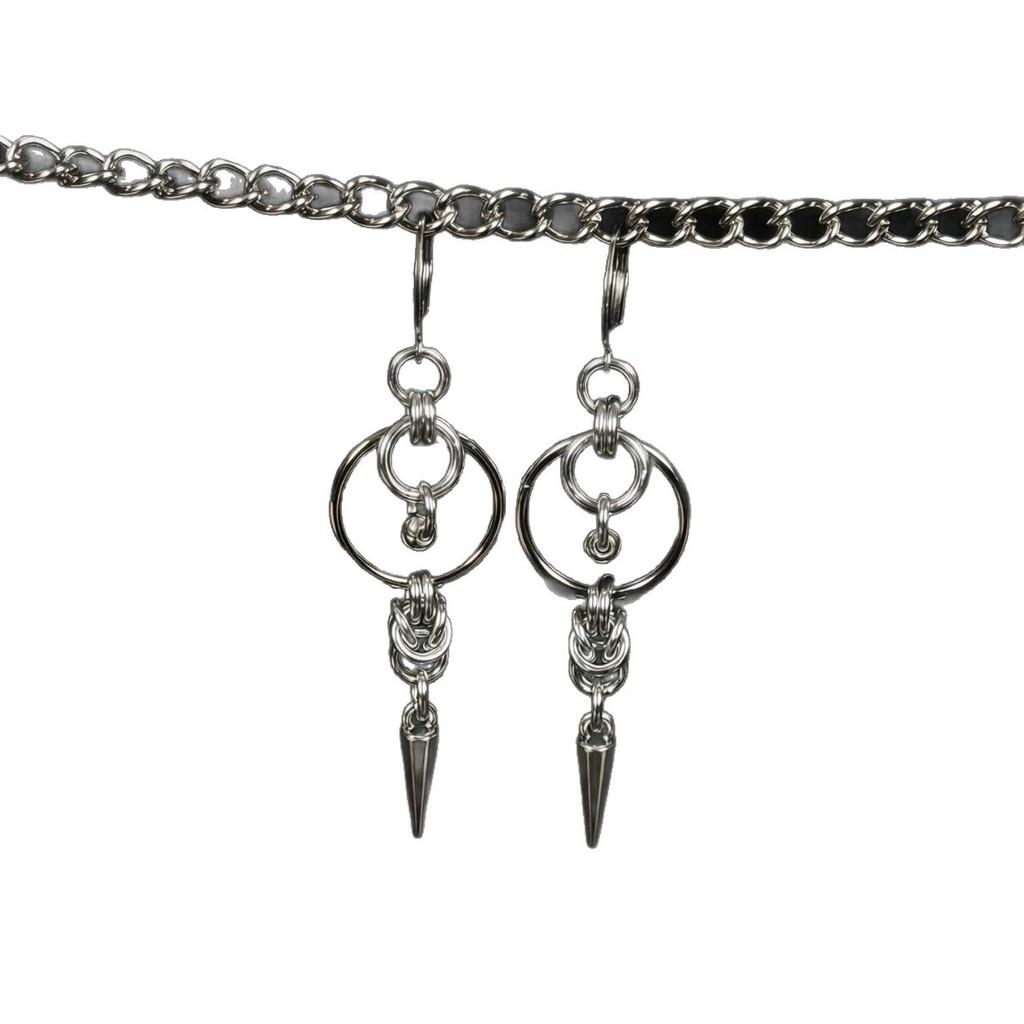 Gothic Double Oshaped Spike Pendant Earrings For Women With Zinc Alloy Geometric Design