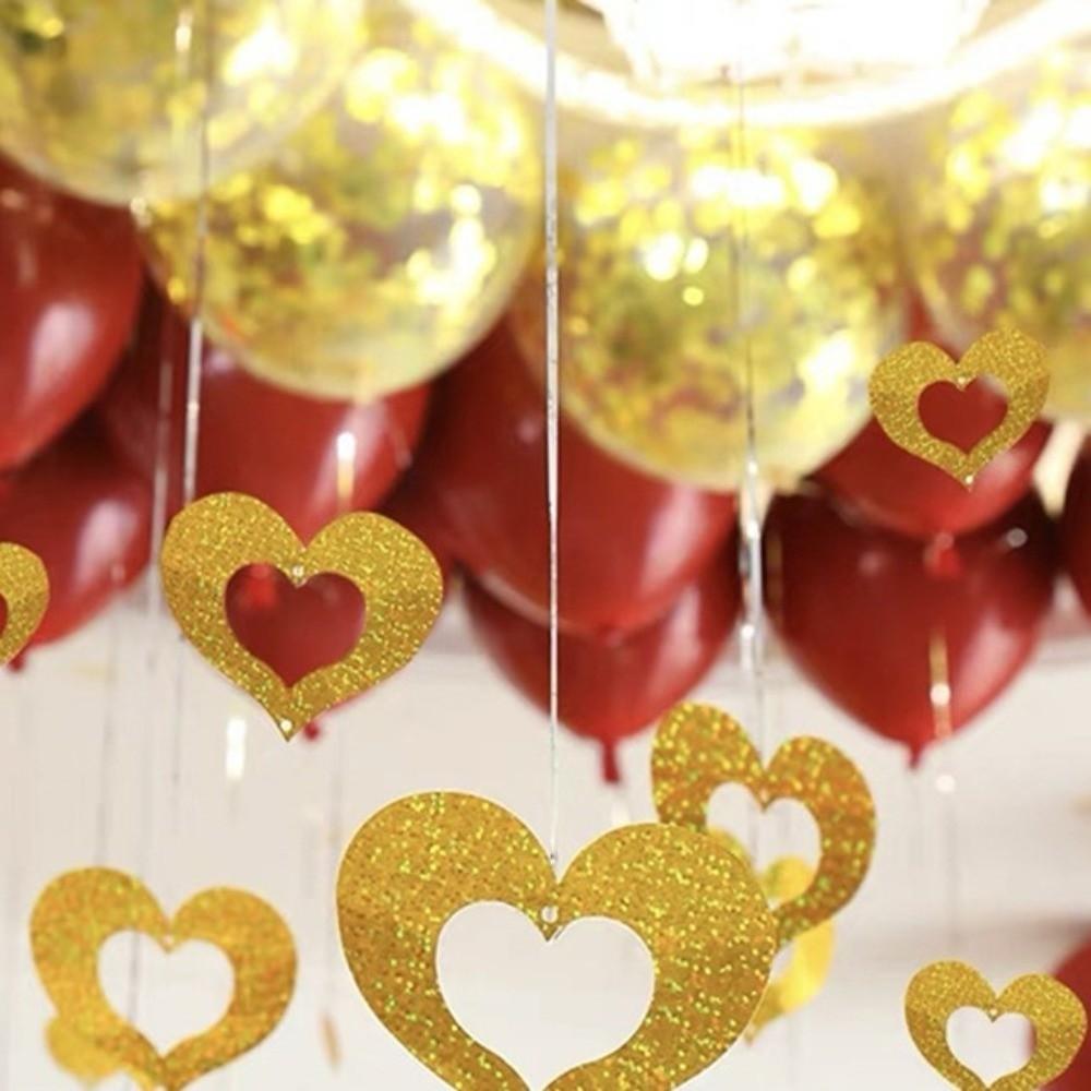 DIY Heart String Garland Laser Sequin Love Heart Hanging Curtain  Birthday Decor