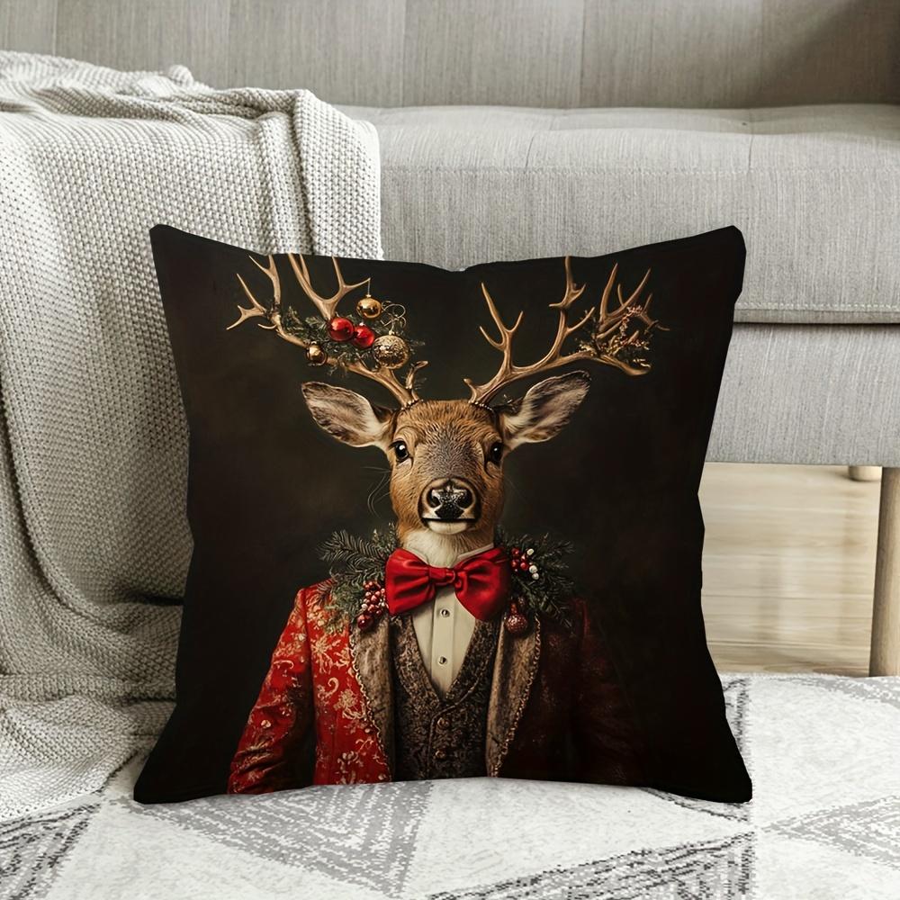 Super Soft Plush Pillow Cover - Elegant Four Seasons Animal Pattern Zipper Closure Machine Washable (Pillow Insert