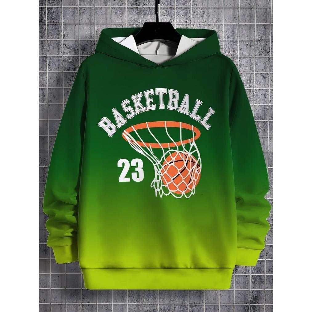 3D Digital Printed Basketball Element Gradient Pattern Goal Moment Hoodie, Perfect Gift