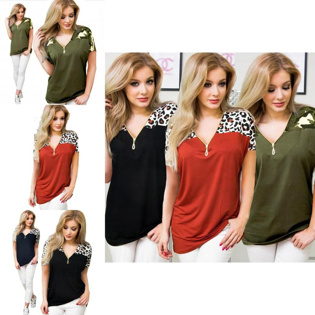 Stylish Summer Cotton V-neck Blouse For Women With Classic Zipper And Loose Fit