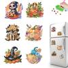 6Pcs Halloween DIY Diamond Art Refrigerator Magnet 6Pcs Halloween Print DIY Diamond Painting Fridge Magnets for Art Crafts Gift