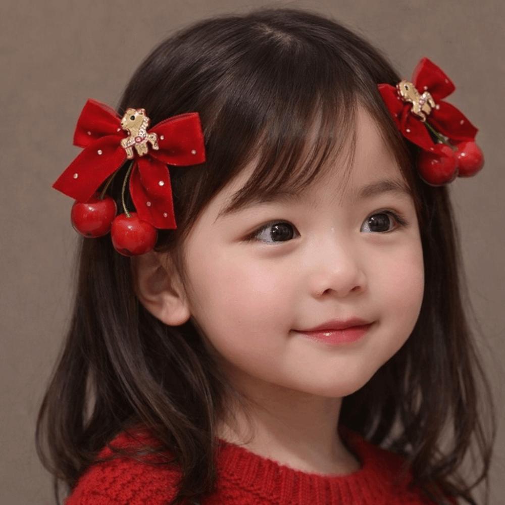 2pcs/set Hanfu Headwear Chinese Style Red Barrettes Cute Ancient Style Hair Clip  Winter