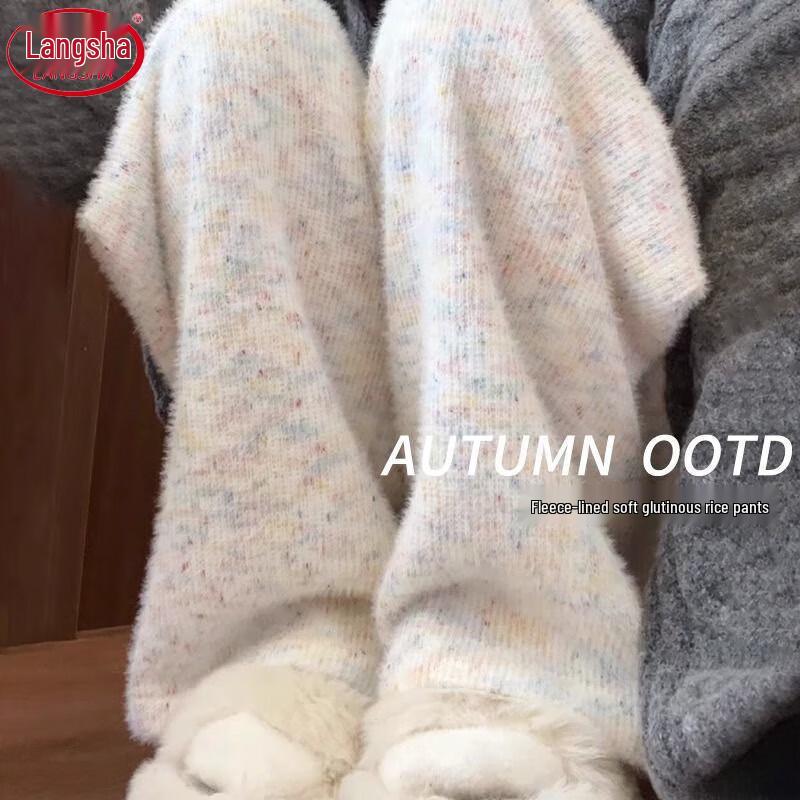 Женские зимние вязаные брюки широкого кроя на плюшевой подкладке Langsha M
