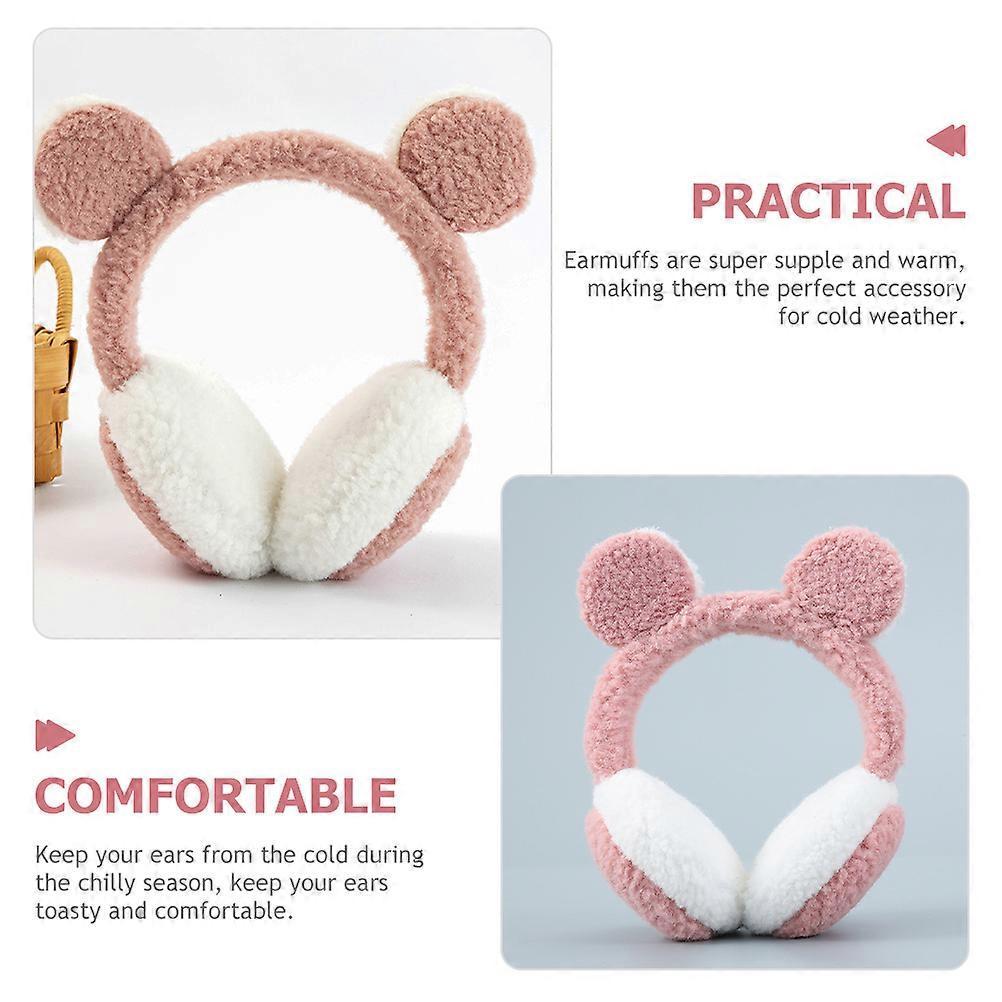 Girls Earmuff Plush Headband for Winter Comfort Pink