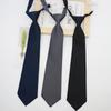 JK Tie, Japanese University Style, Black, Dark Grey Navy Blue School Uniform, No Knots