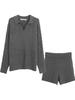 Damen Frühling & Herbst 2025 Hot Grau Gestricktes Pullover Shorts Set